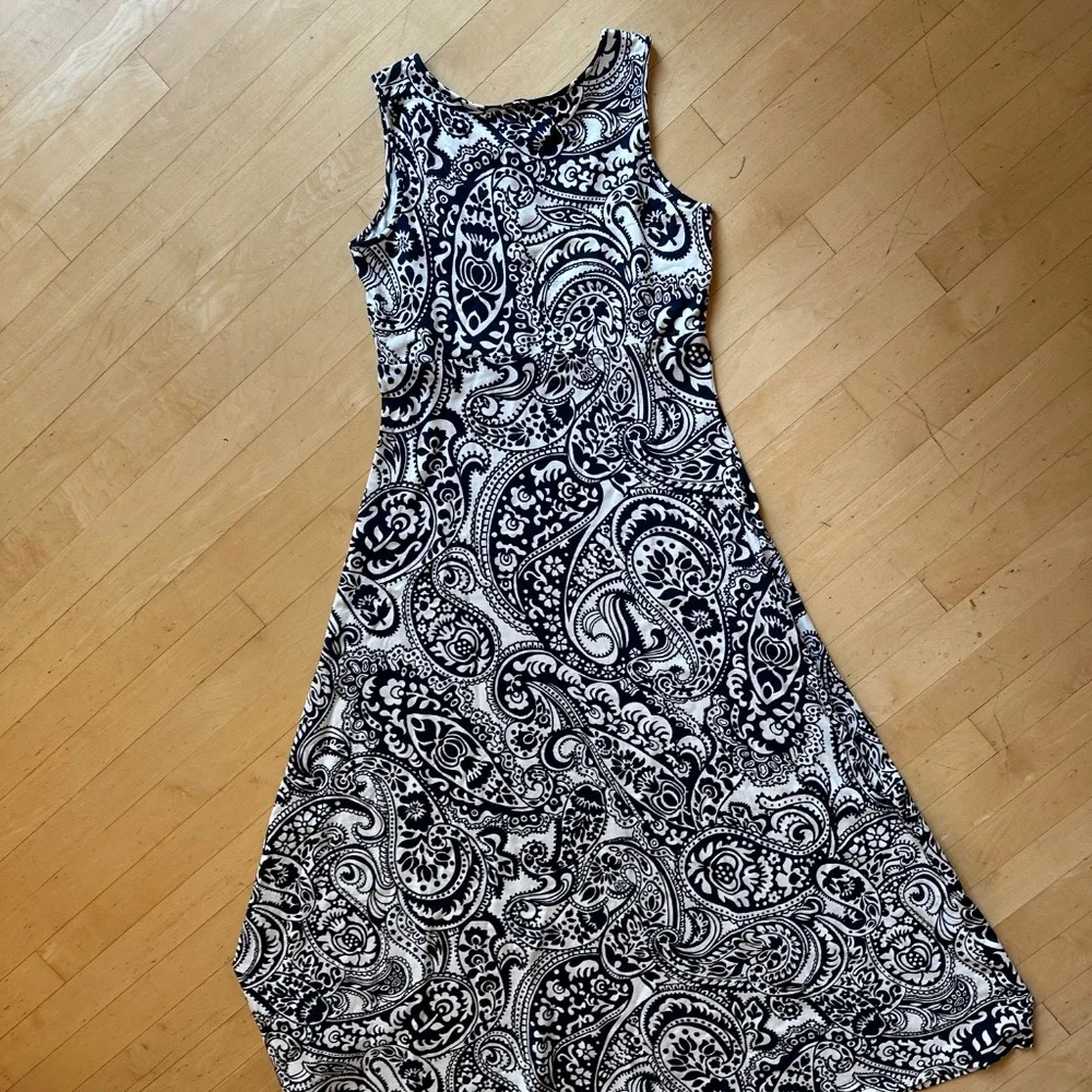 Talbots Navy/white print kniti jersey dress, M,  G1279 - Picture 7 of 8